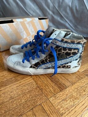 Golden Goose slide pony hair Leopard Print